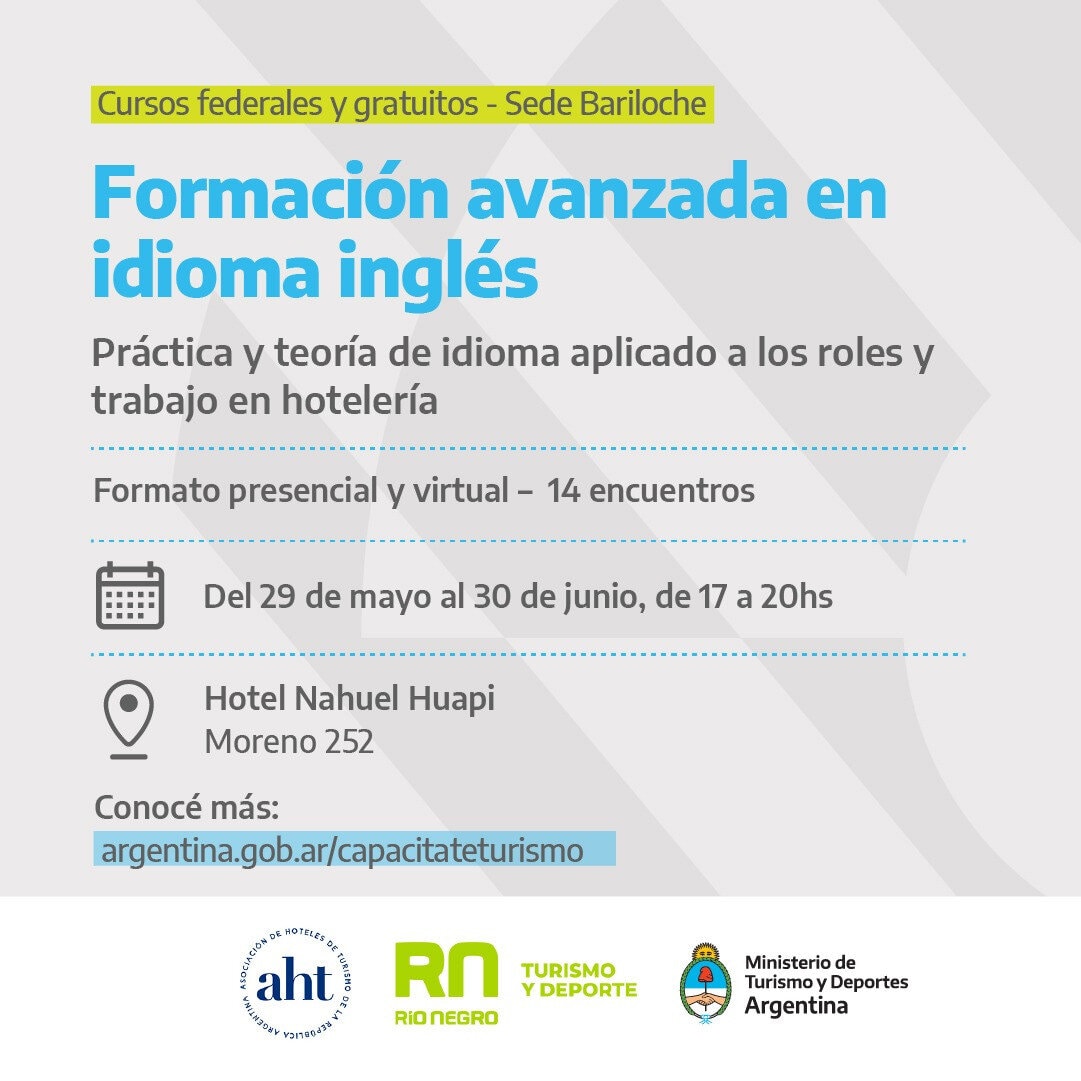 Nación sigue capacitando en idiomas a profesionales turísticos en Bariloche