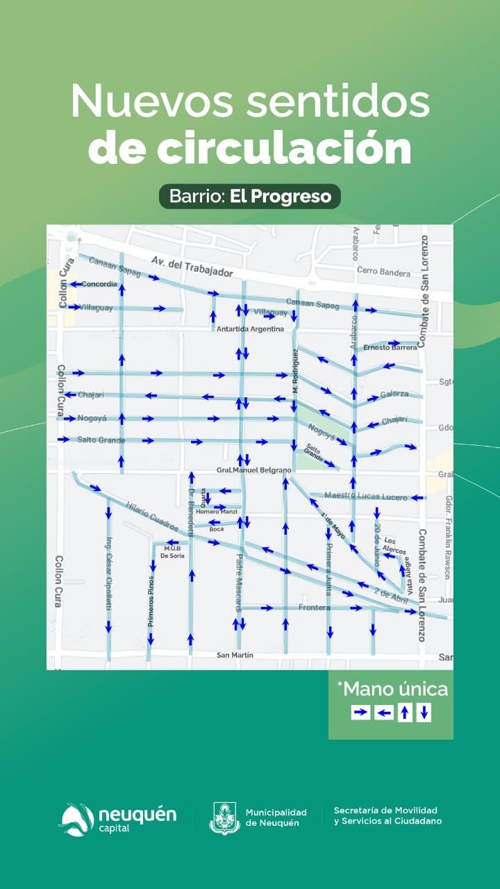 Mañana cambian a mano única de circulación calles de los barrios El Progreso y Villa Ceferino 