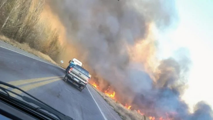 Feroz incendio en Neuquén: bomberos luchan para apagar el fuego